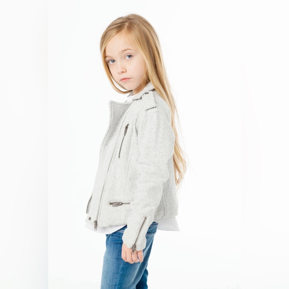CHASER KIDS - Girls Cotton knit Moto Jacket W/ Zippers DARK Heather Grey - 8